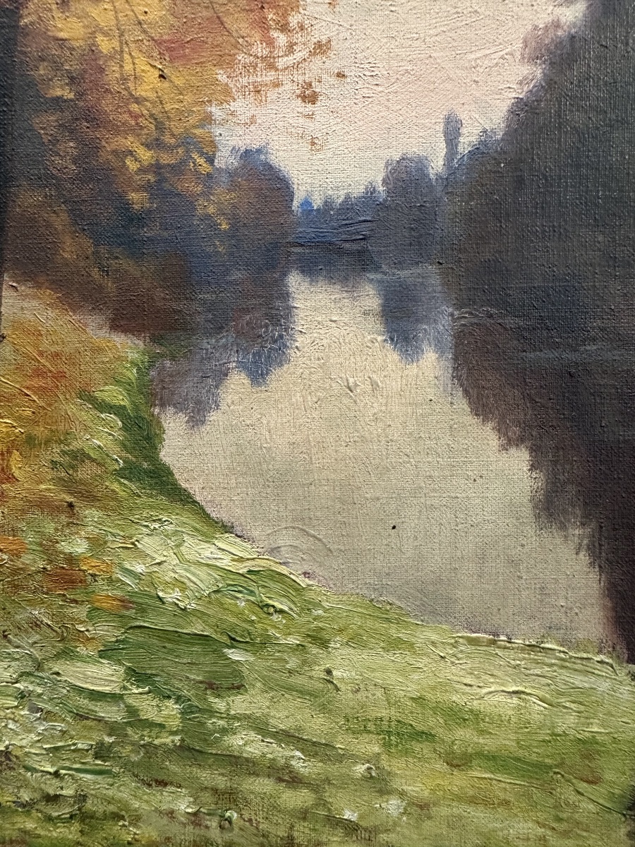 Mary Renard (1849-1925) - Autumn River, Normandy - Oil, 1918-photo-7