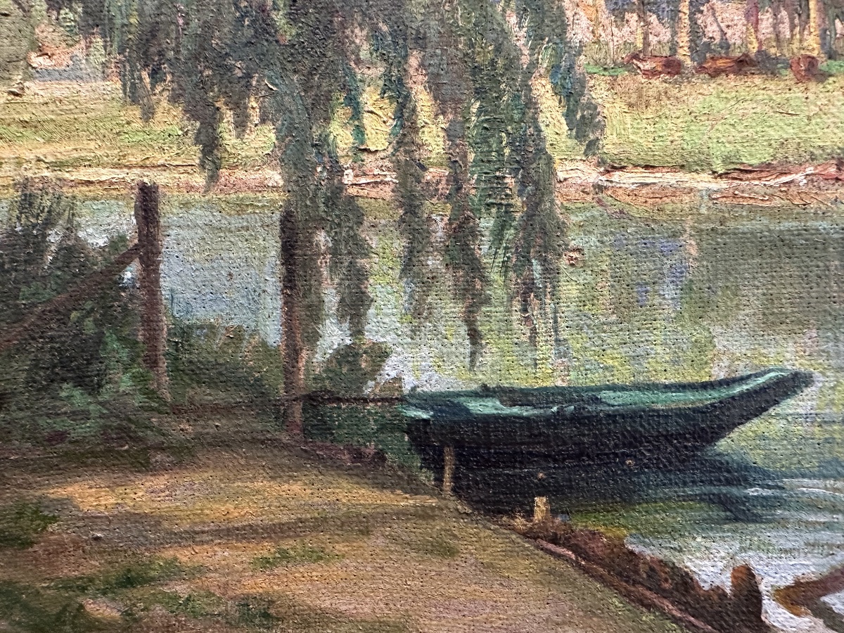 Fauconnier (19 / 20th Century) River Landscape With A Boat Oil On Canvas.french Landscape-photo-3