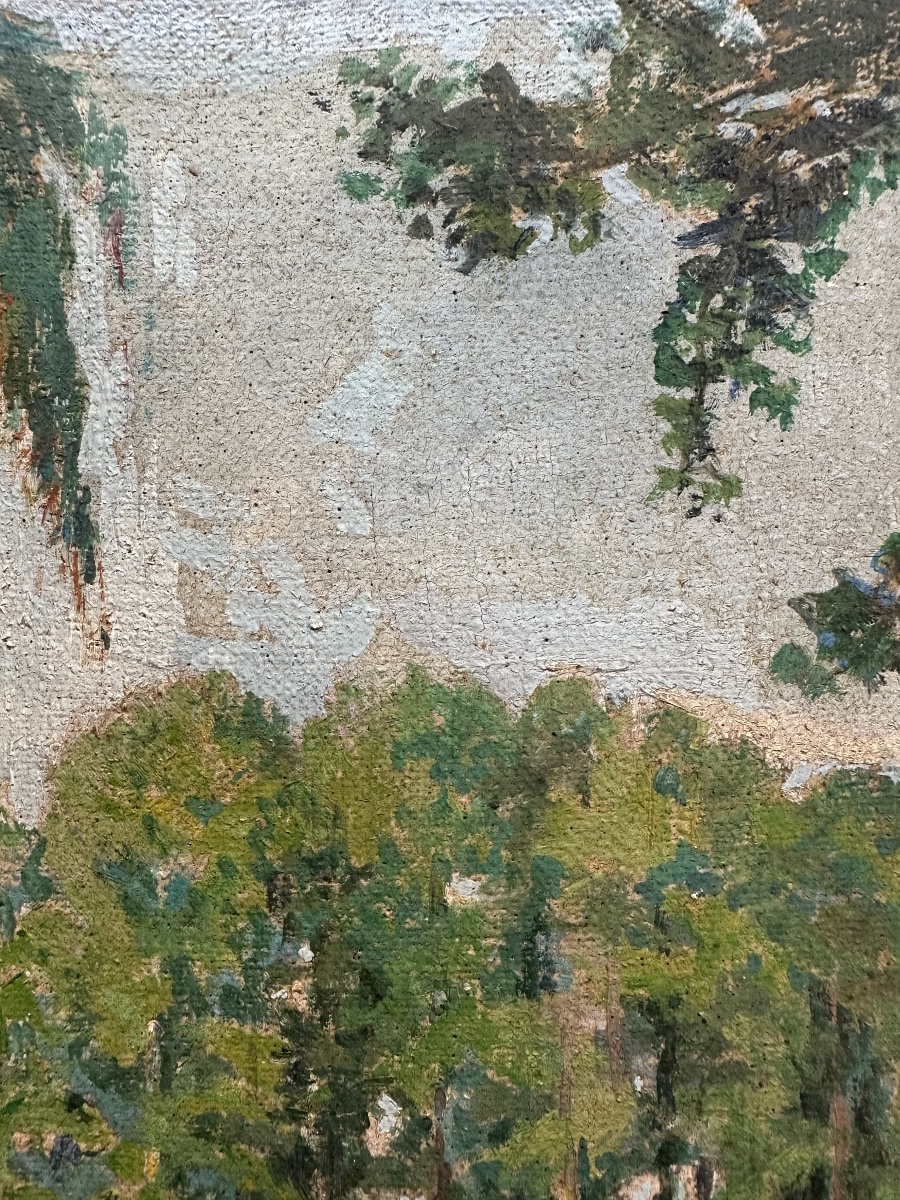  Fauconnier (19 / 20th Century) River Landscape With A Boat Oil On Canvas.french Landscape-photo-2