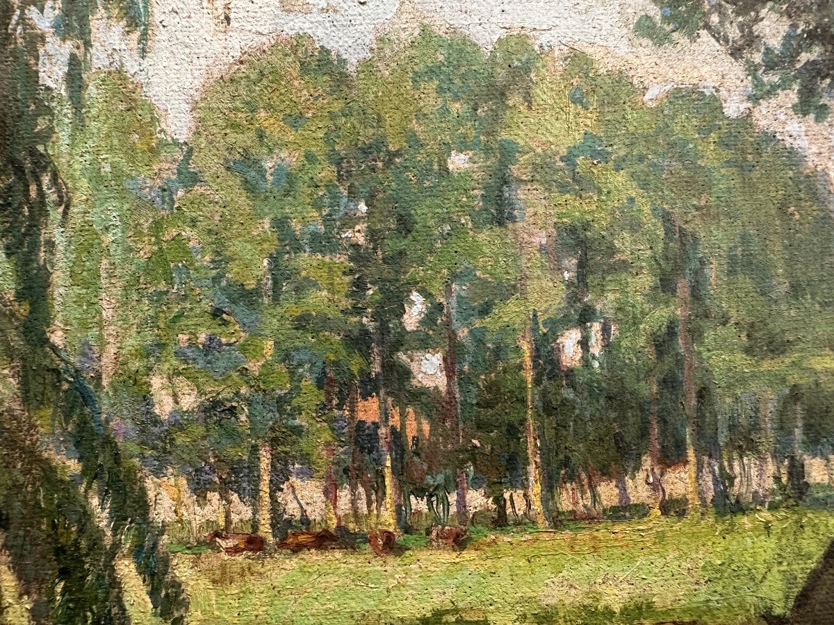  Fauconnier (19 / 20th Century) River Landscape With A Boat Oil On Canvas.french Landscape-photo-3