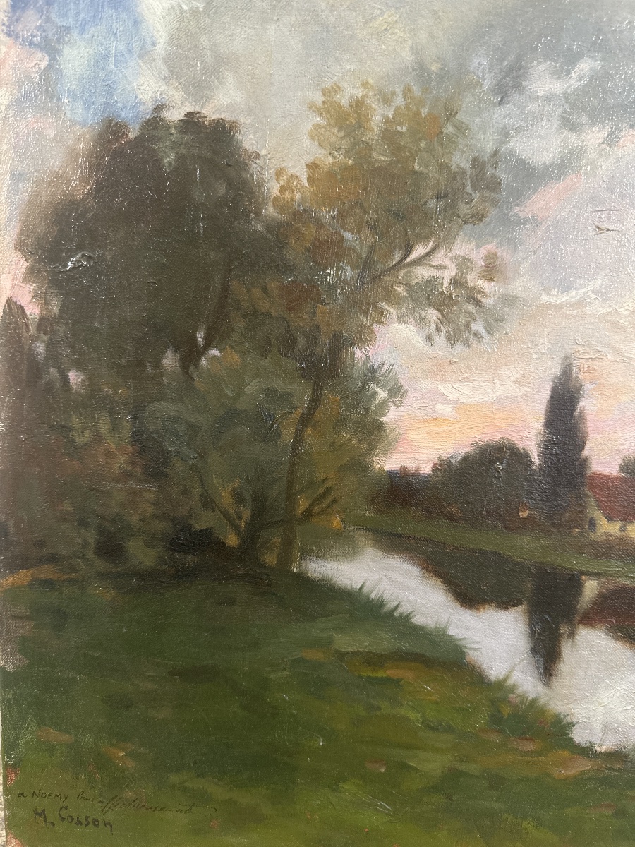 Marcel Cosson (1878-1956) - River Landscape At Dusk - Oil-photo-1