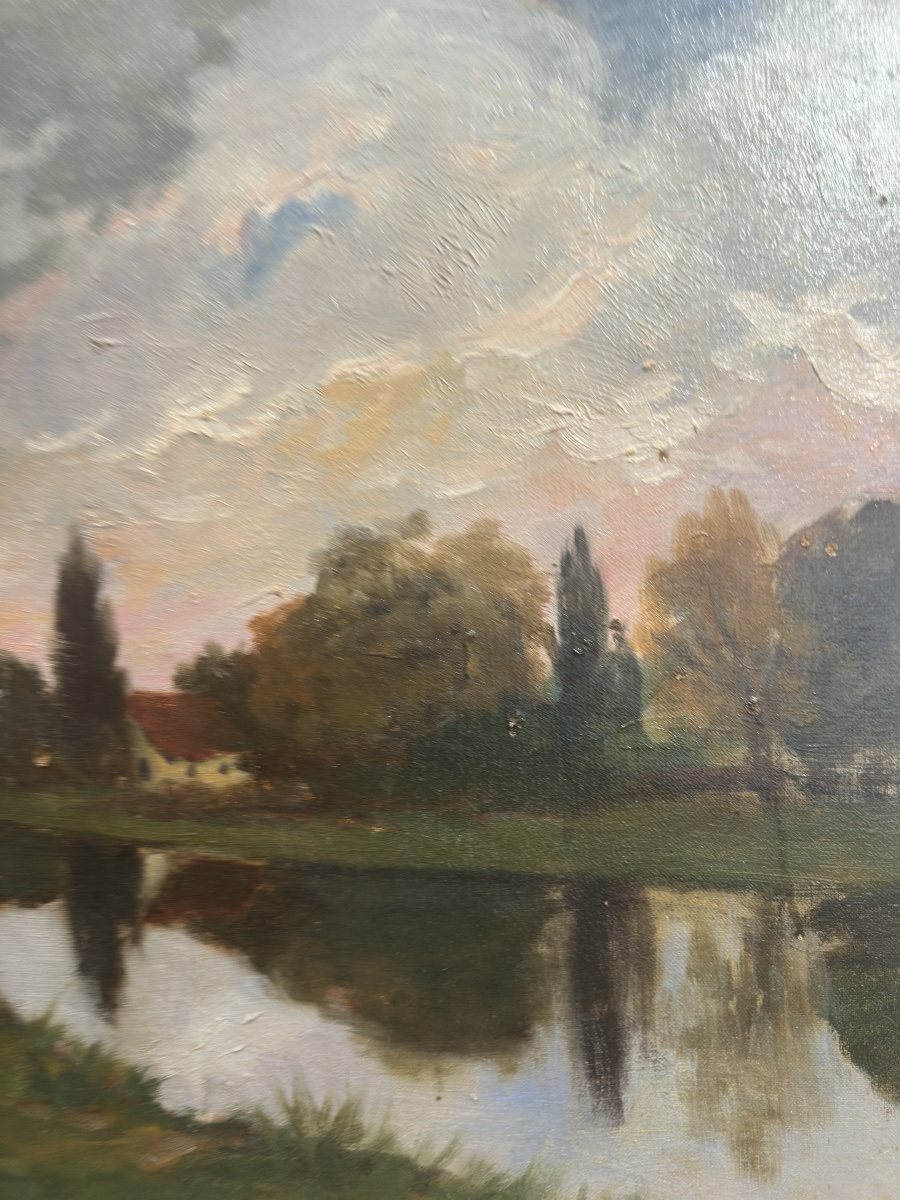 Marcel Cosson (1878-1956) - River Landscape At Dusk - Oil-photo-2