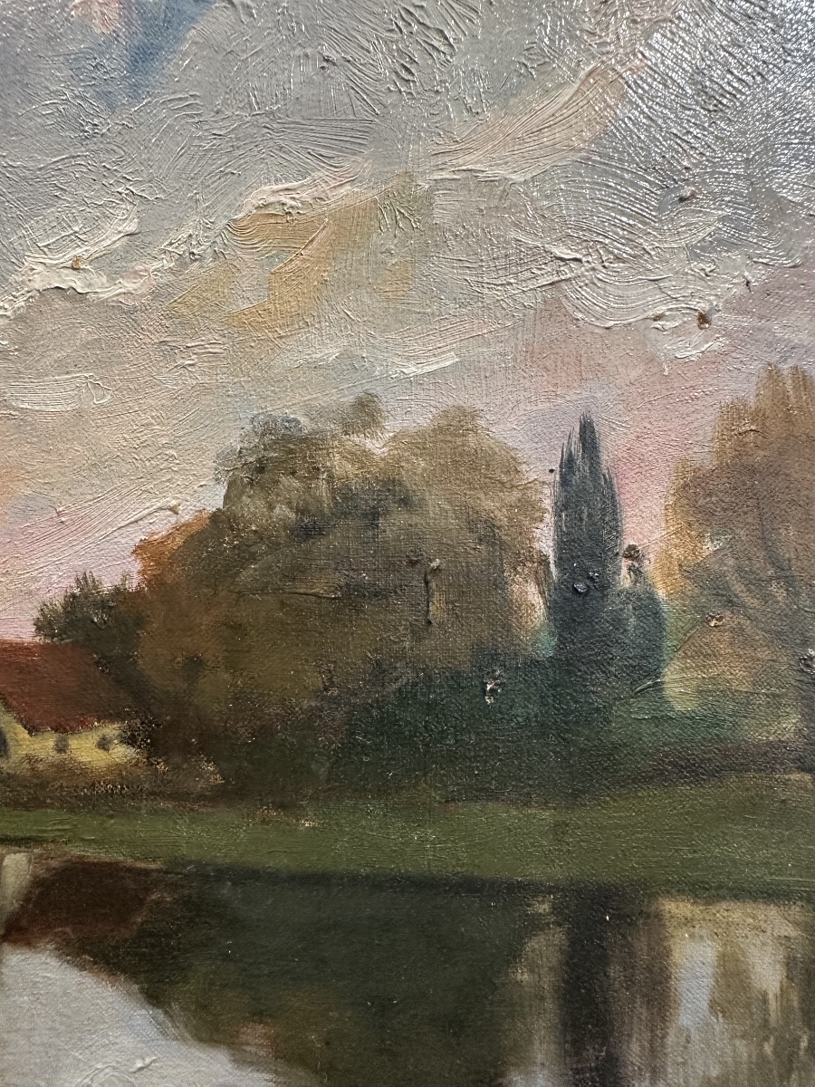 Marcel Cosson (1878-1956) - River Landscape At Dusk - Oil-photo-6