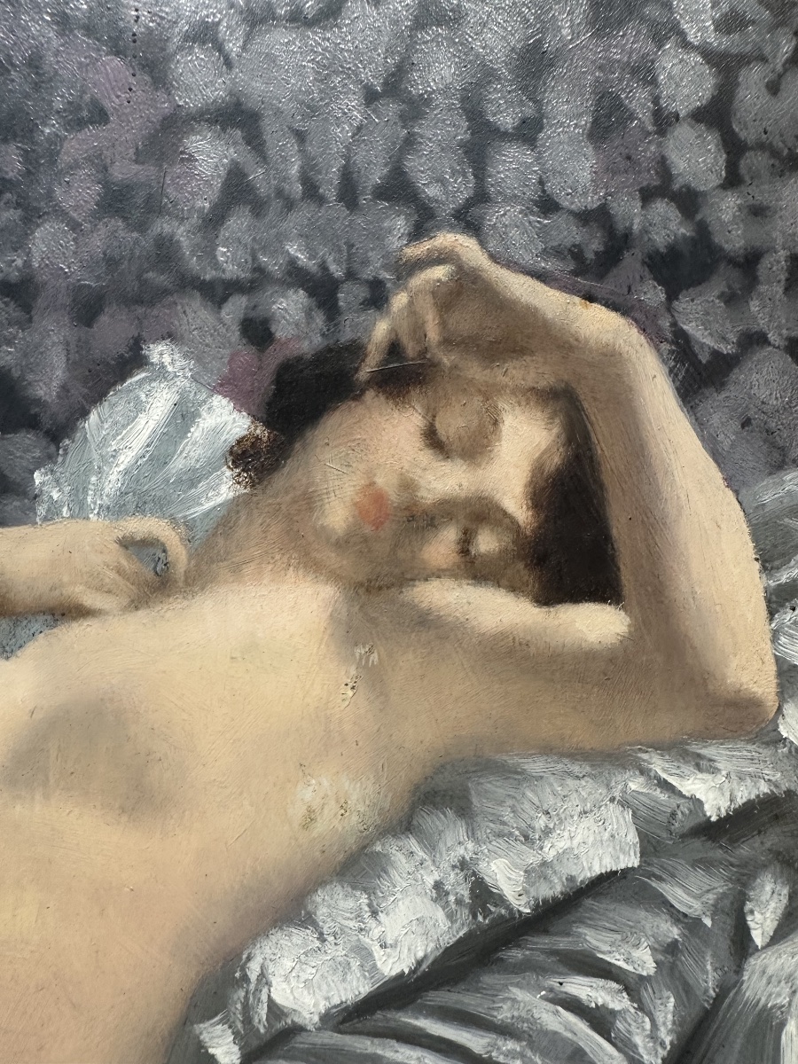 Maurice Joron (1883-1937) - Nu Allongé Sur Fond De Soie Salon de La Baule-les-Pins de 1933 Bry -photo-4