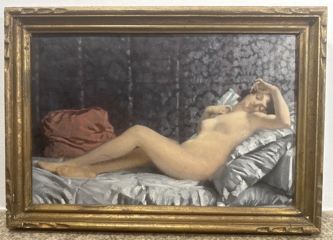 Maurice Joron (1883-1937) - Nu Allongé Sur Fond De Soie Salon de La Baule-les-Pins de 1933 Bry 