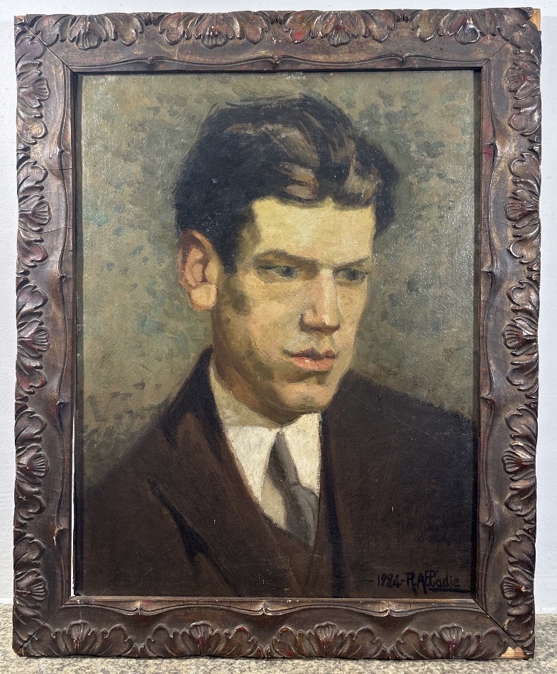 R. Abadie (?), École française, daté 1924 Portrait d'homme au regard grave