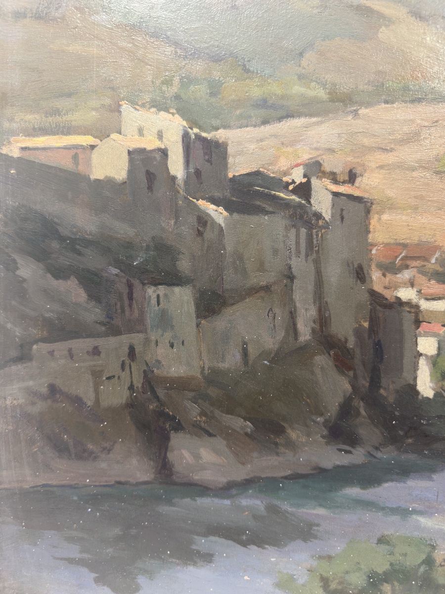 Marcel Gabriel Genette (b.1889) - Entrevaux, Provençal Village - Oil-photo-7