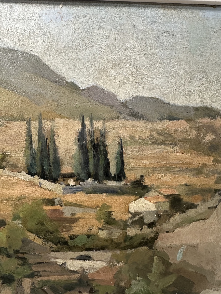 Marcel Gabriel Genette (b.1889) - Entrevaux, Provençal Village - Oil-photo-5