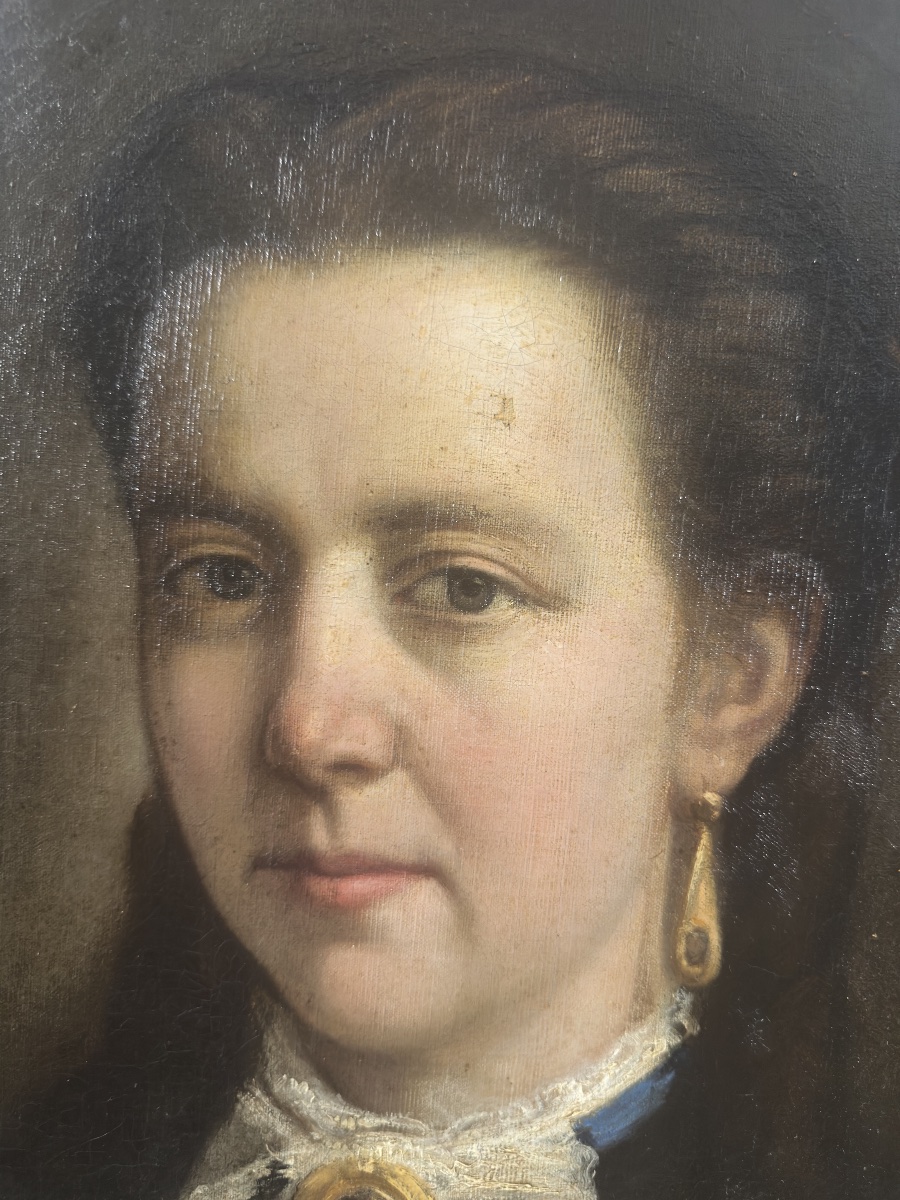 Francisco Miralles y Galup (Valence, 1848–Barcelone, 1901)Portrait de femme au col de dentelle-photo-5