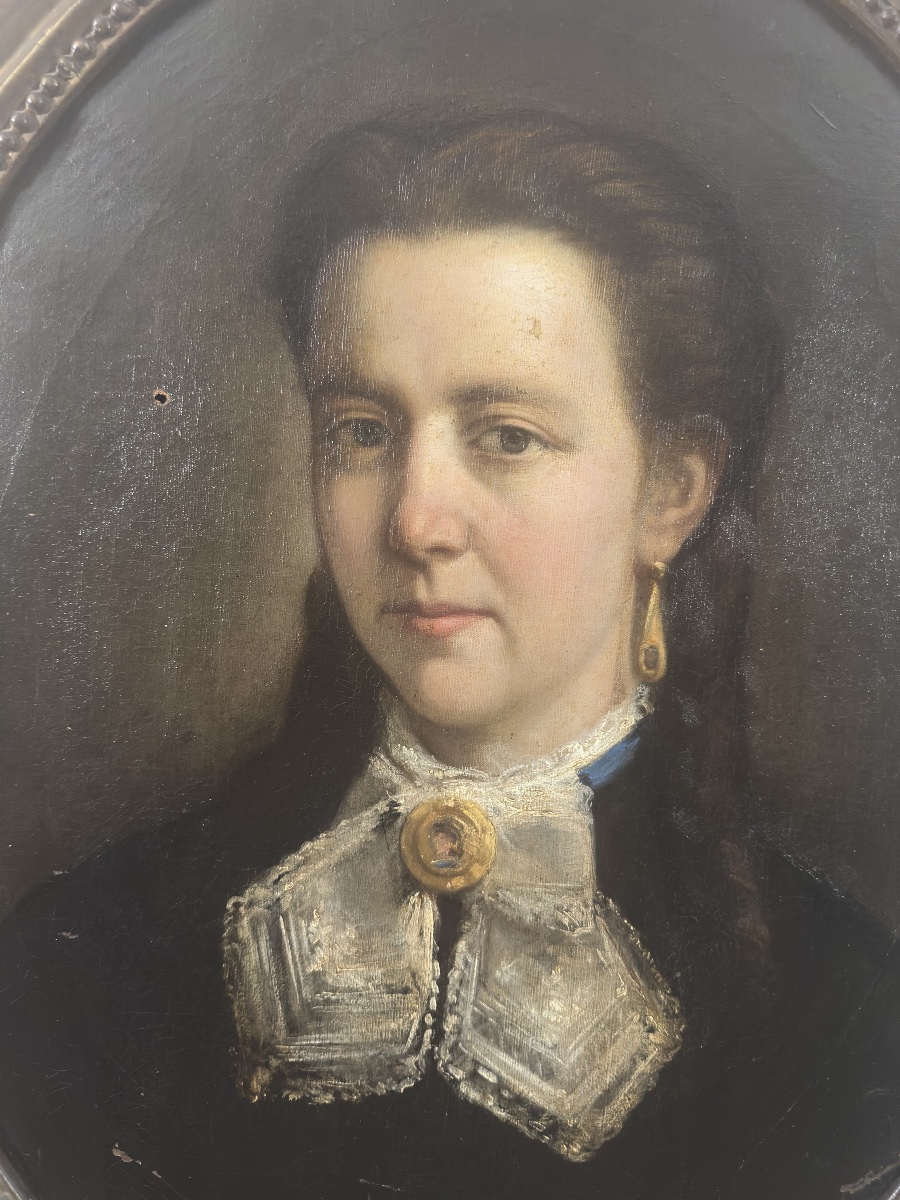 Francisco Miralles y Galup (Valence, 1848–Barcelone, 1901)Portrait de femme au col de dentelle-photo-7