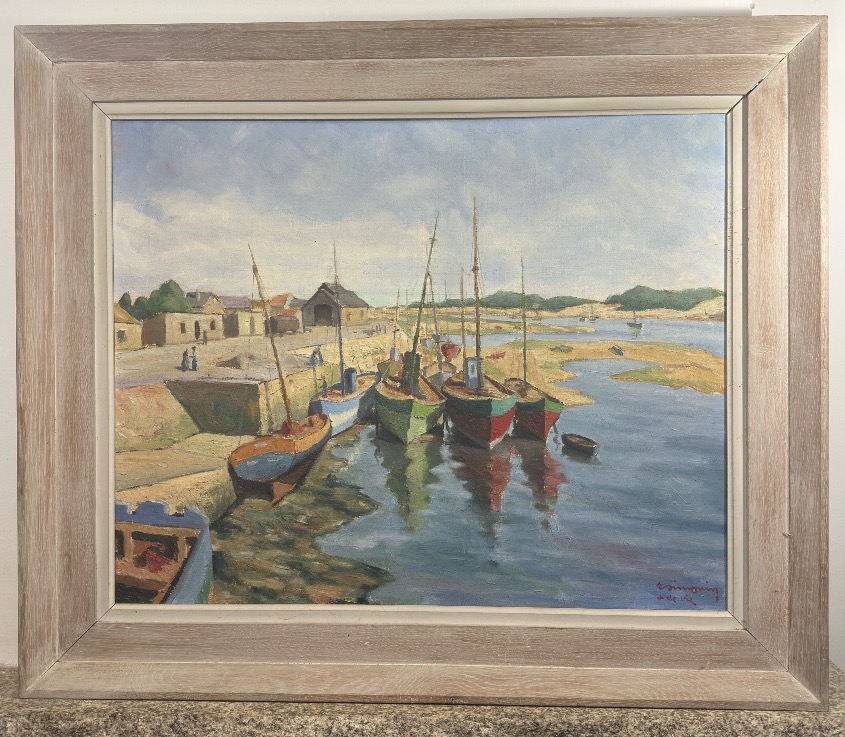 Raymond Simonin (1907-1998) — Les sardiniers à quai / Saint Gilles Croix-de-Vie, Vendée Lorrain-photo-2