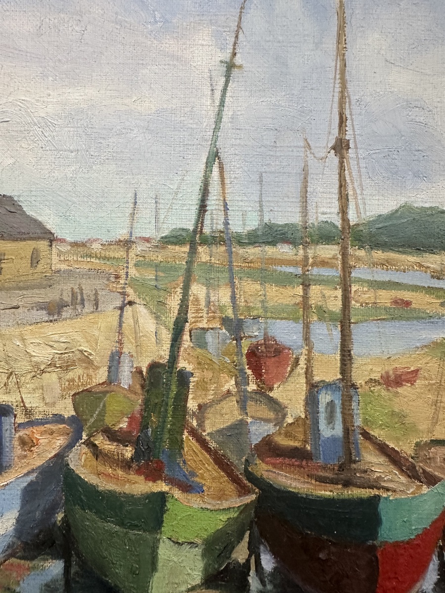 Raymond Simonin (1907-1998) — Les sardiniers à quai / Saint Gilles Croix-de-Vie, Vendée Lorrain-photo-2