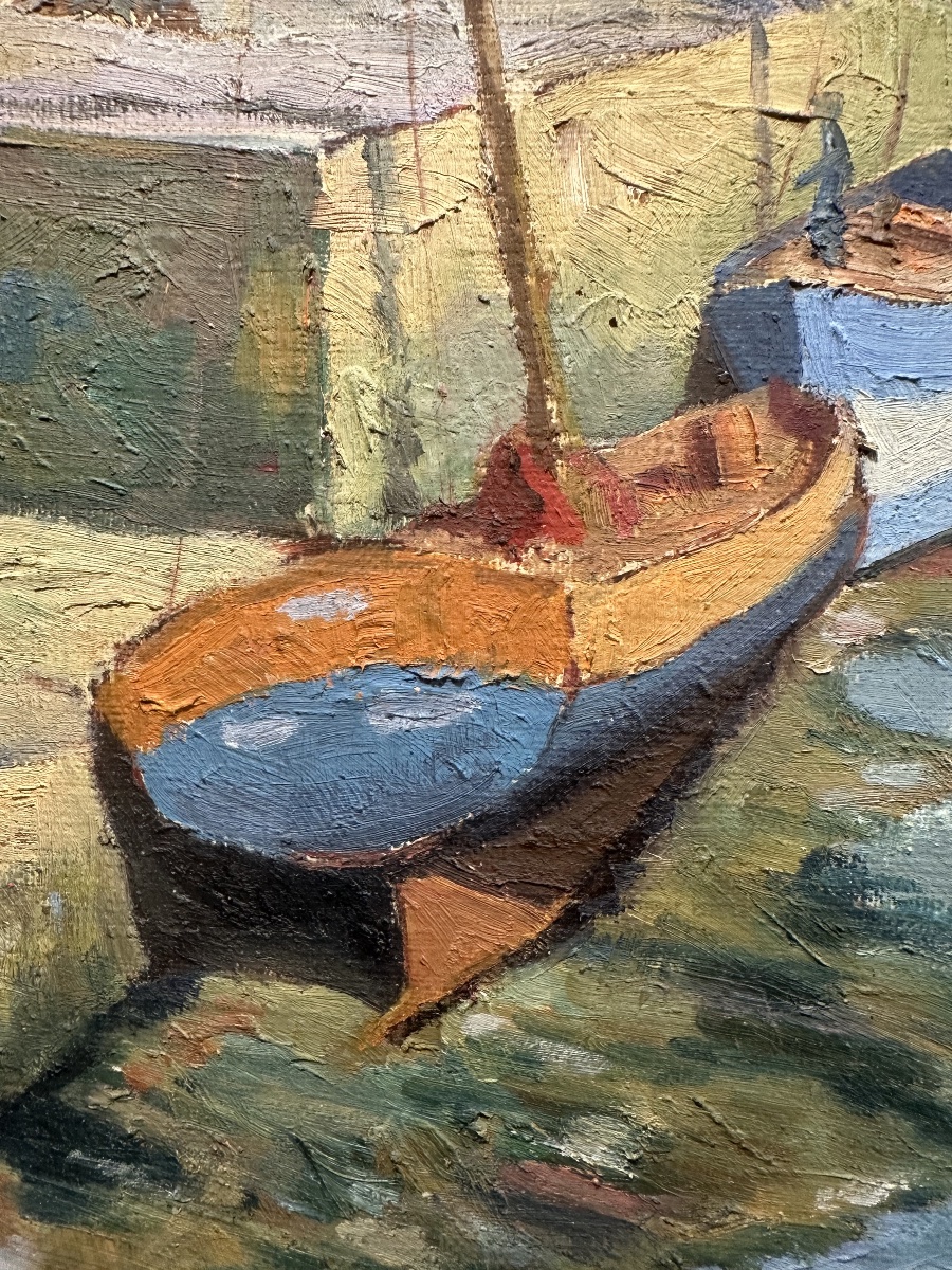 Raymond Simonin (1907-1998) — Les sardiniers à quai / Saint Gilles Croix-de-Vie, Vendée Lorrain-photo-4