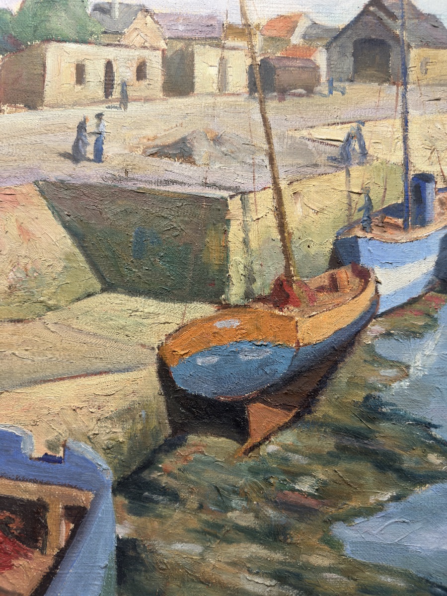 Raymond Simonin (1907-1998) — Les sardiniers à quai / Saint Gilles Croix-de-Vie, Vendée Lorrain-photo-6