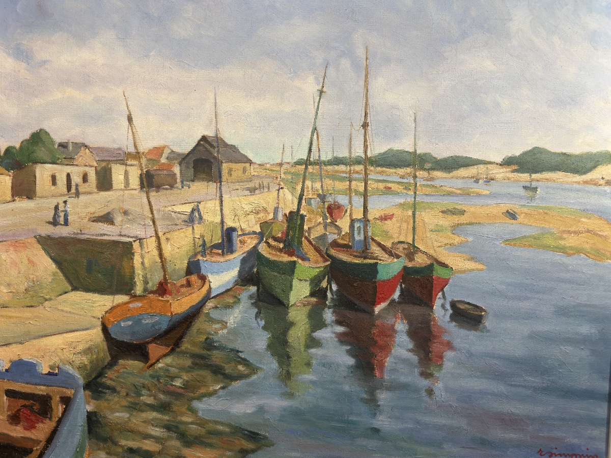 Raymond Simonin (1907-1998) — Les sardiniers à quai / Saint Gilles Croix-de-Vie, Vendée Lorrain