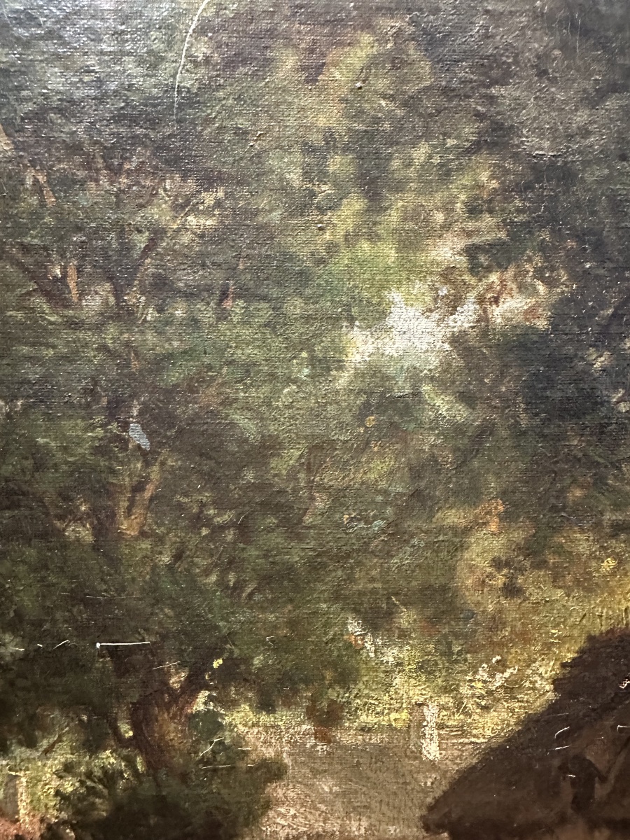 Louise Becq De Fouquières (1825-1892) — Talking By The Cottage — Oil On Canvas-photo-3