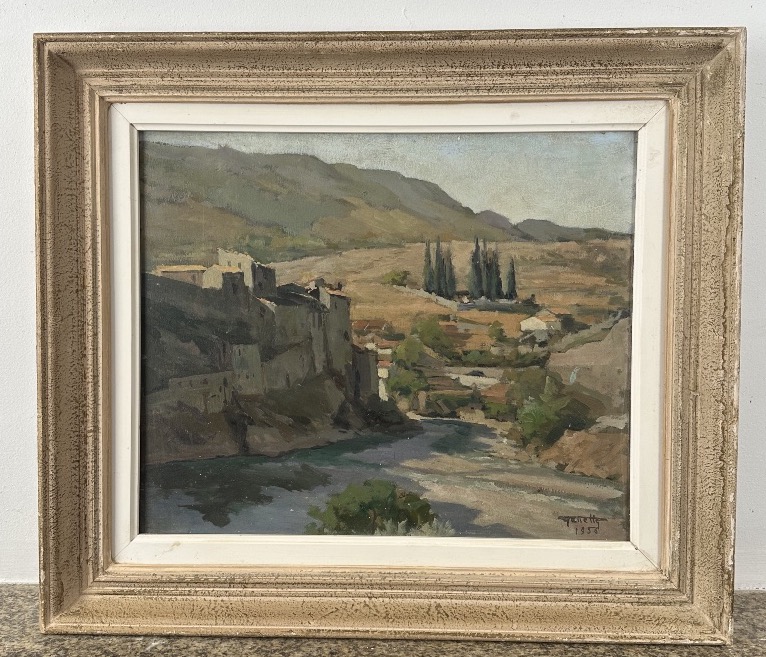 Marcel Gabriel Genette (né En 1889) Entrevaux, Paysage De Haute-provence, 1956-photo-2