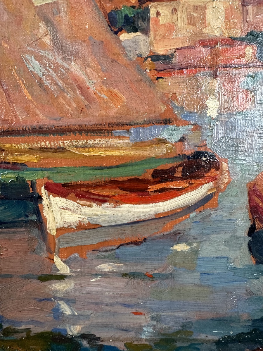 Louis Azéma (1876–1963) Voiliers et barques dans un port méditerranéen, 1933-photo-4