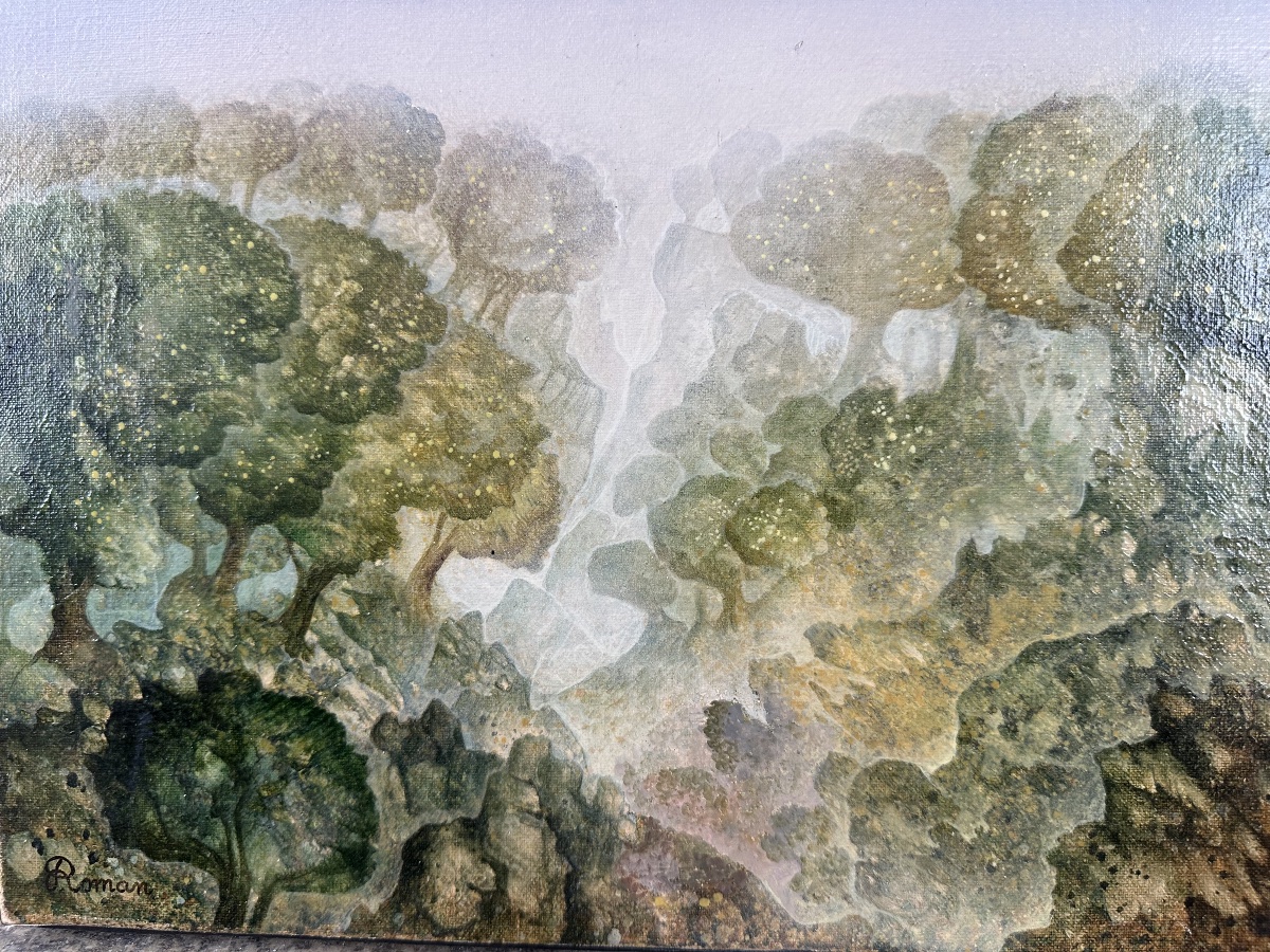 Bernard Ambielle, Known As Roman (born 1951) Imaginary Landscape With Trees Oil On Canvas -photo-6