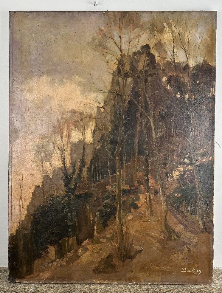 Attribué à Charles Bourdon XIX ème Paysage rocheux en forêt, Fontainebleau présumé 