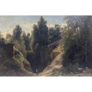Louis-auguste Lapito (1803-1874) Fontainebleau: Landscape Painter Looking For His Viewpoint