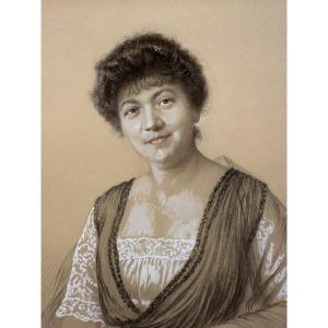 Célestine Moutet-Cholé (1843-1930) - Portrait / Autoportait ? 1917 née à Lunéville Art Lorrain 