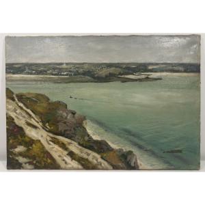 Arsène-marie Le Feuvre (sillé-le-guillaume, 1863 – Le Mans, 1936) Coastal View, Cliff Path