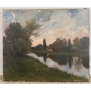 Marcel Cosson (1878-1956) - River Landscape At Dusk - Oil