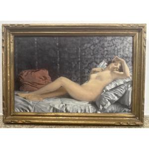 Maurice Joron (1883-1937) - Reclining Nude On Silk, 1933 - Oil