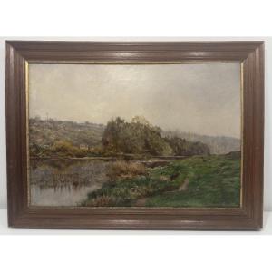 Gabriel Mathieu (1843-1921) - Riverbank, Crozant School - Oil