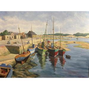 Raymond Simonin (1907–1998) — Sardine Boats At The Quay, Saint-gilles-croix-de-vie, Vendée