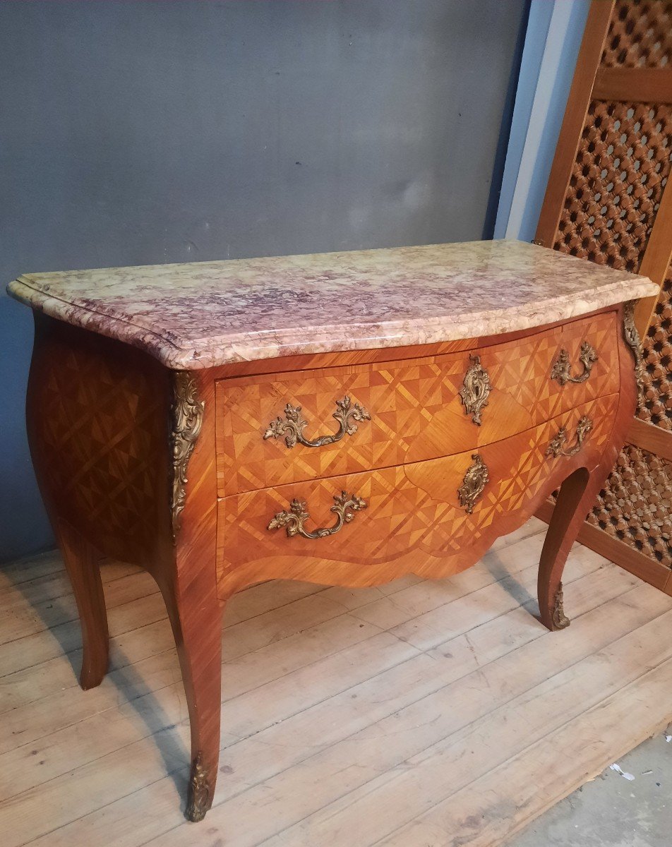 Commode Marquettee De Style Louis XV -photo-4