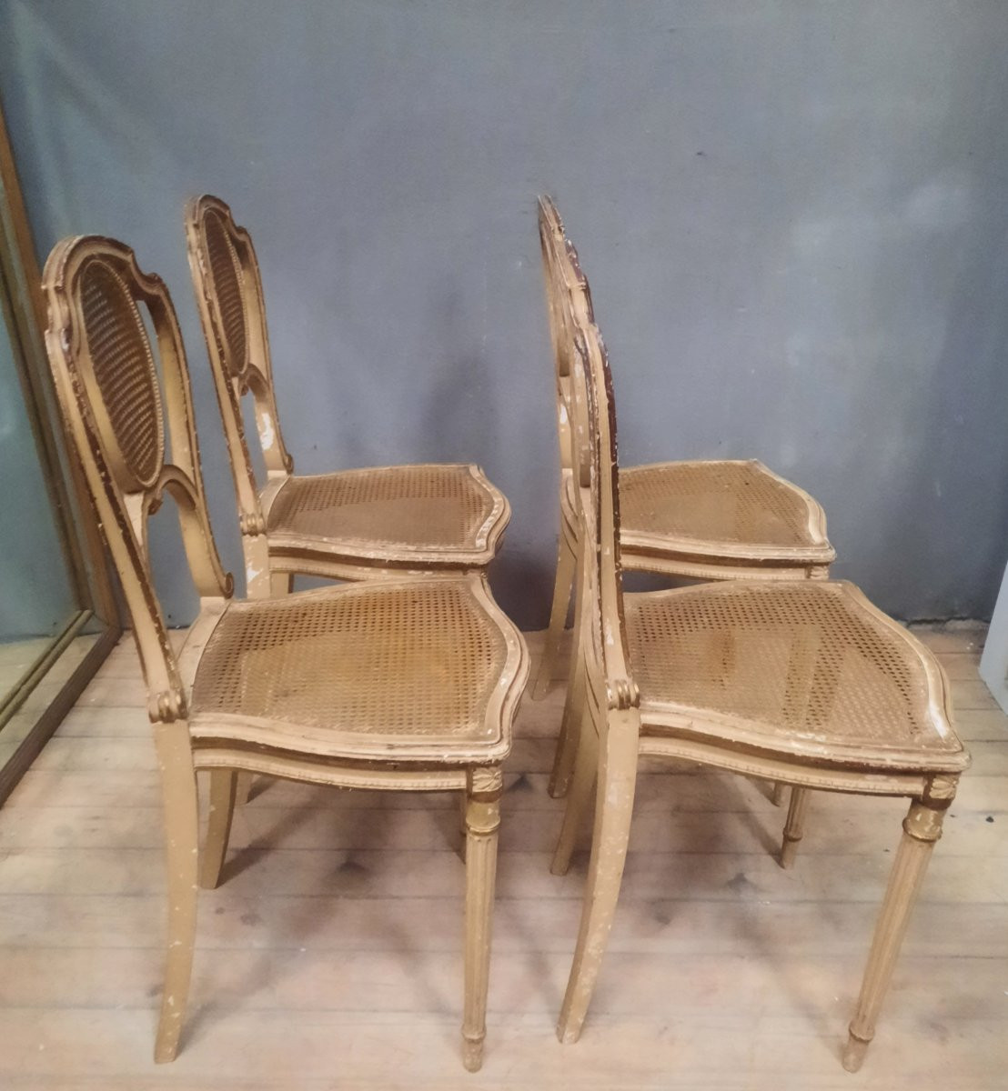 Set Of 4 Napoleon III Cane Chairs -photo-4