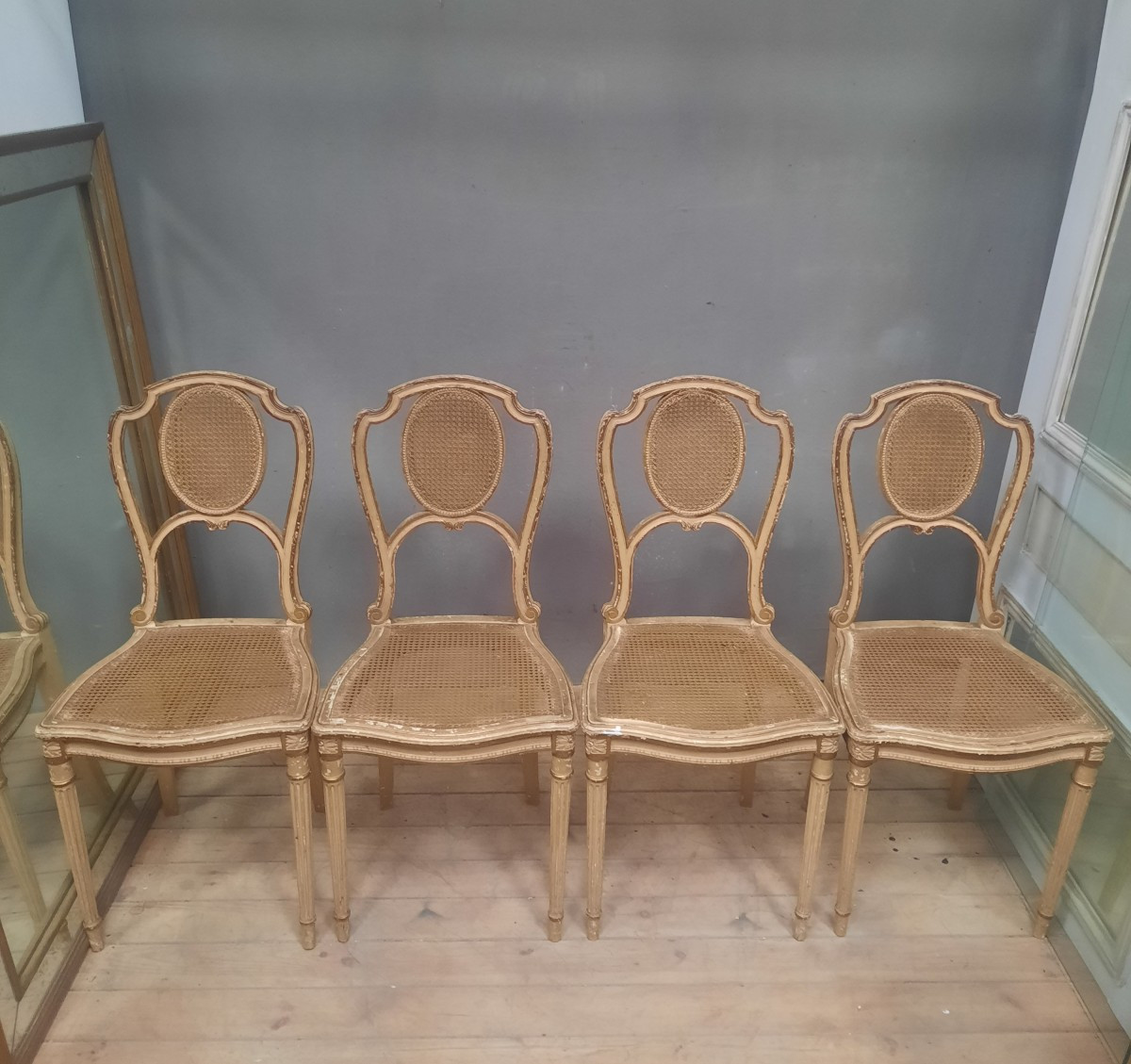 Set Of 4 Napoleon III Cane Chairs 
