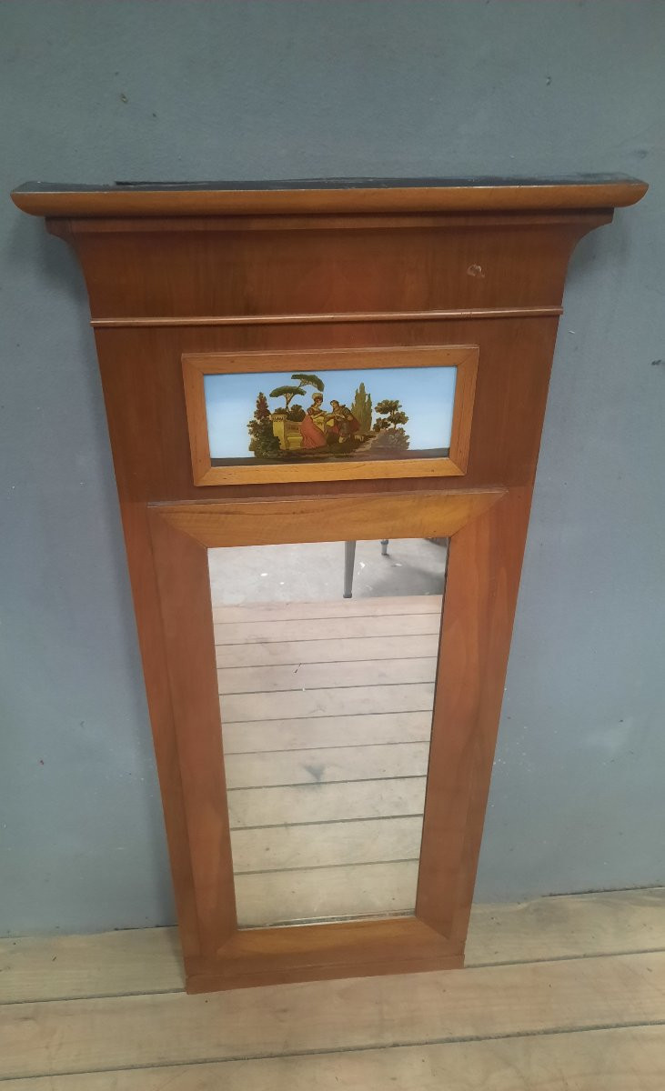 Petit trumeau en bois verni au motif decscene galante-photo-3