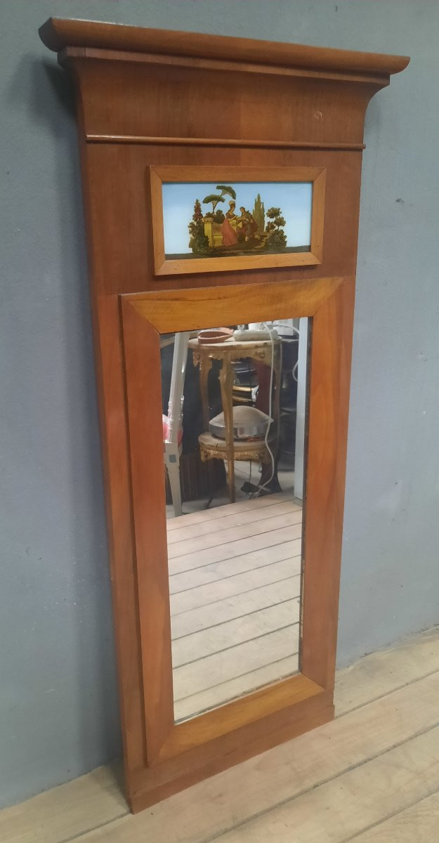 Petit trumeau en bois verni au motif decscene galante-photo-4