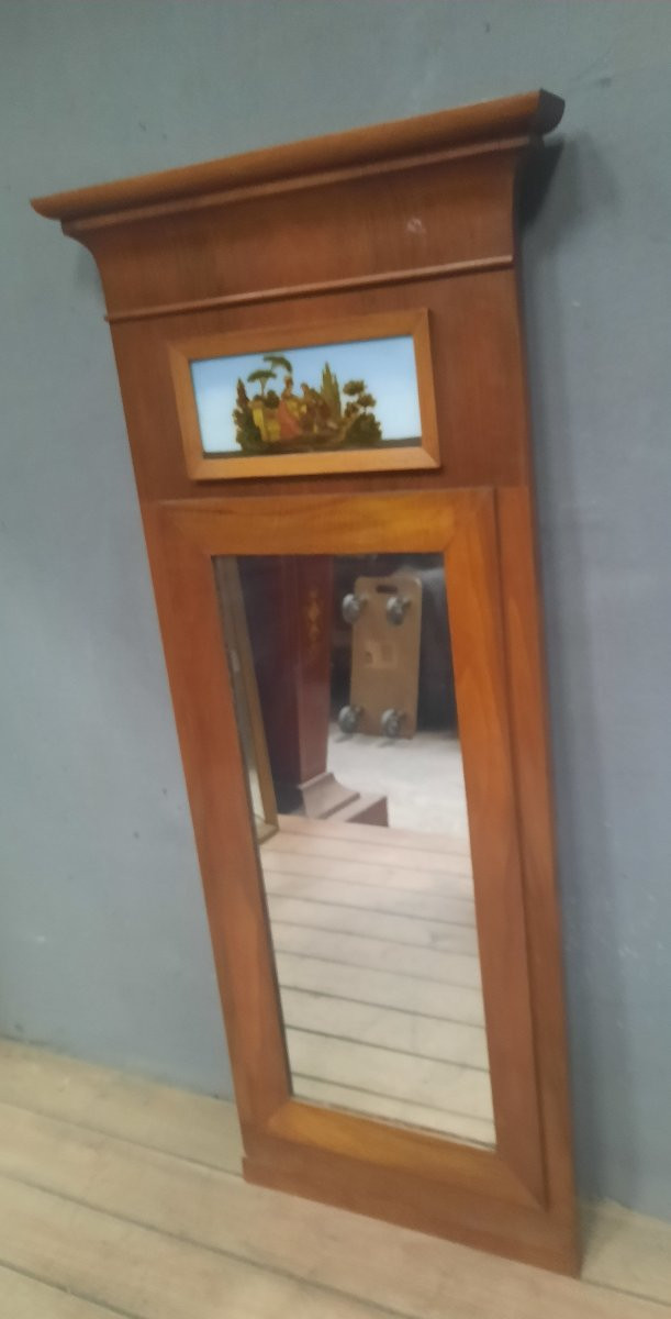 Petit trumeau en bois verni au motif decscene galante-photo-5