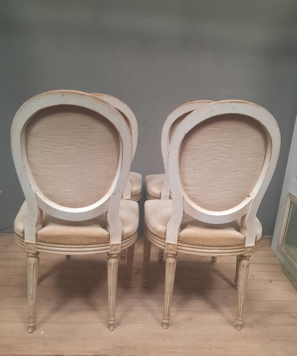 Suite de 4 chaises de style Louis XVI marquées " Gouffe"-photo-4
