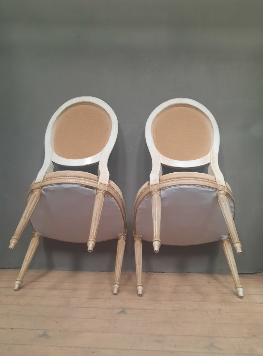 Suite de 4 chaises de style Louis XVI marquées " Gouffe"-photo-5