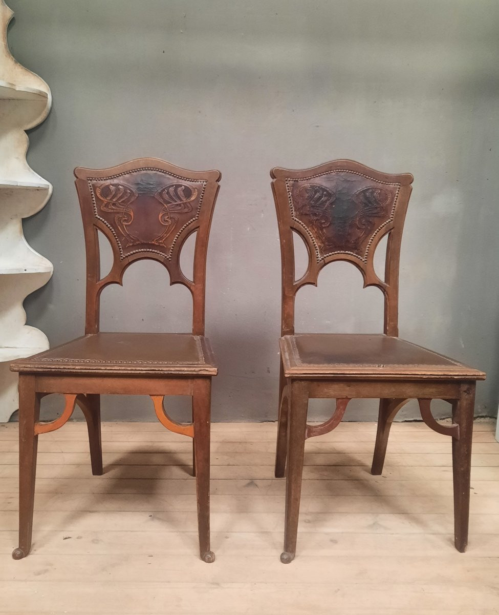 Paire de chaise art nouveau -photo-2