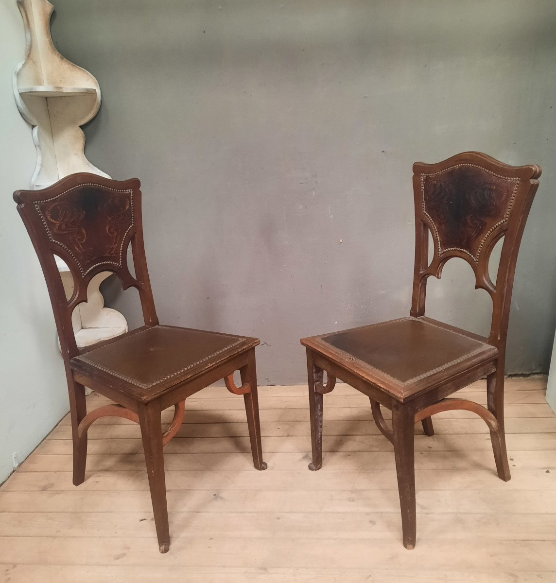 Paire de chaise art nouveau -photo-1