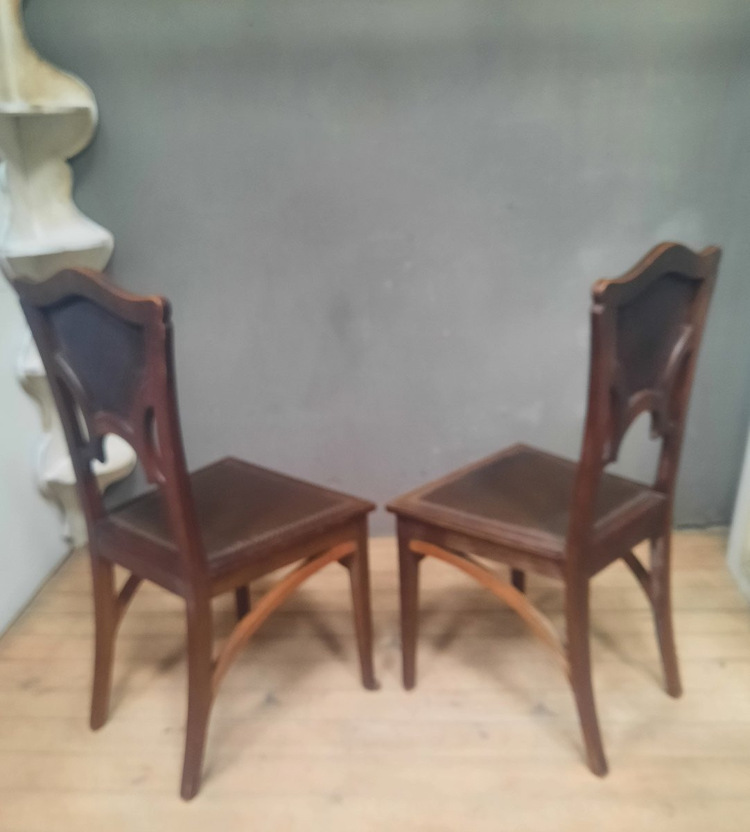 Paire de chaise art nouveau -photo-3