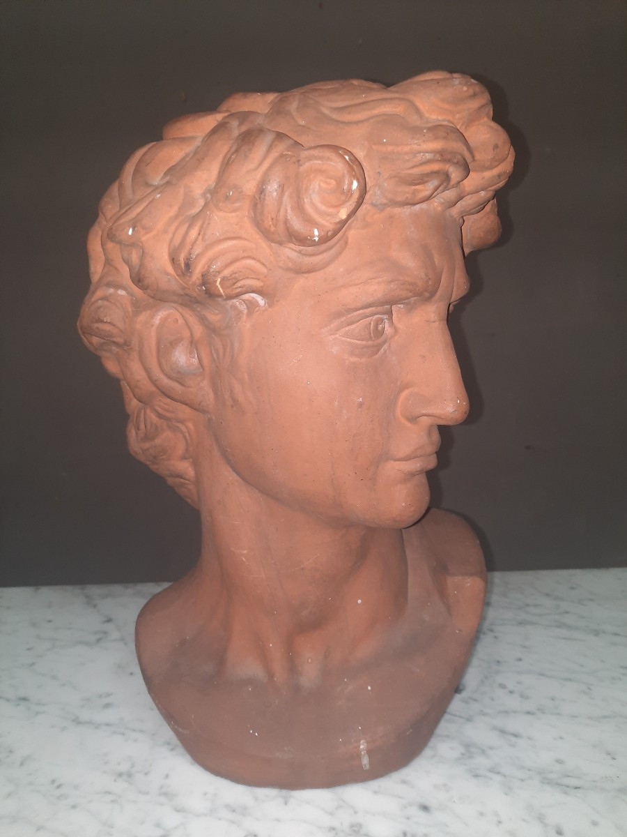 Sculpture de David en buste en terre cuite