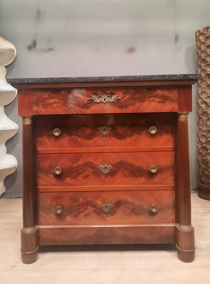 Empire Style Mahogany Column Chest Of Drawers -photo-2