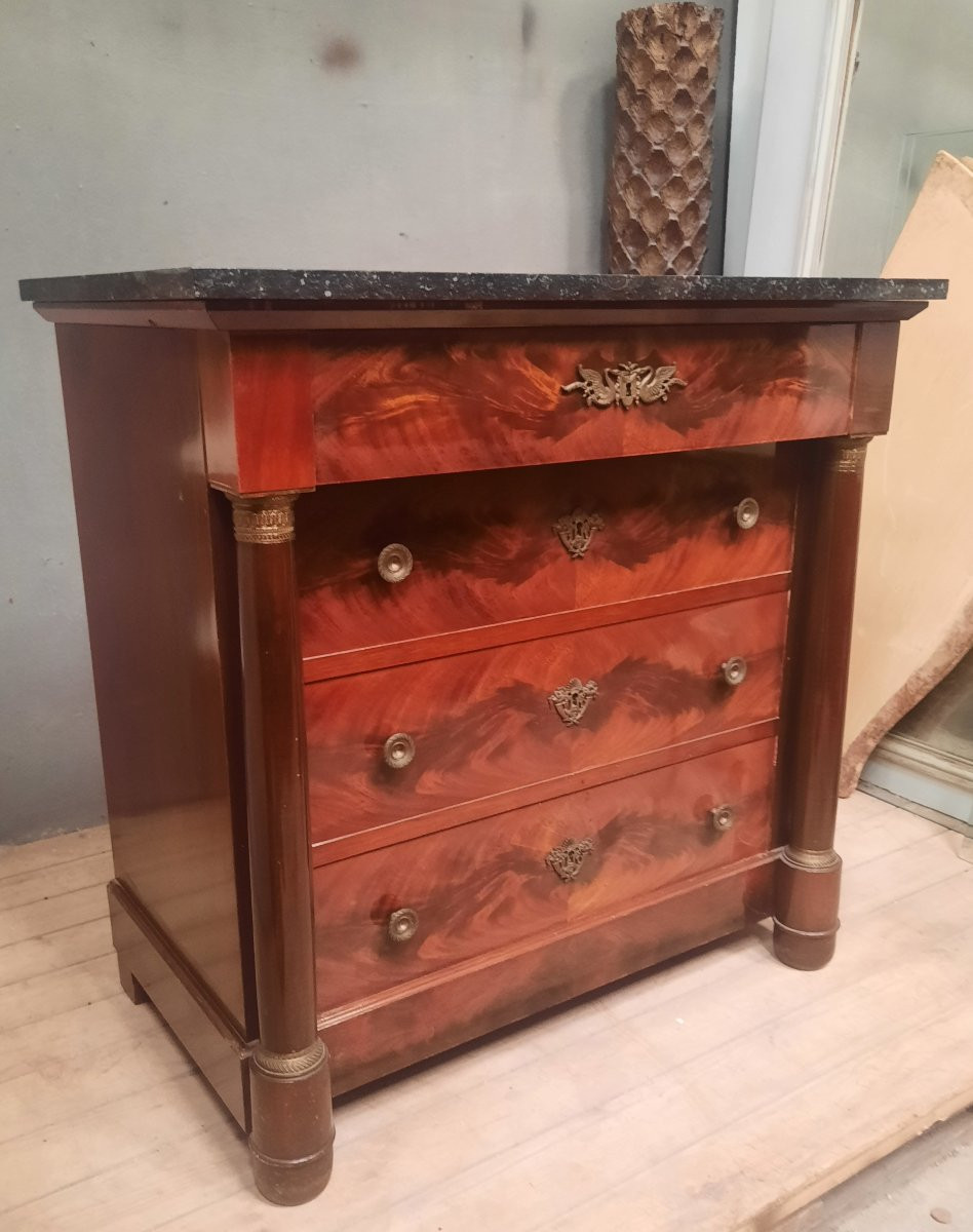 Empire Style Mahogany Column Chest Of Drawers -photo-4