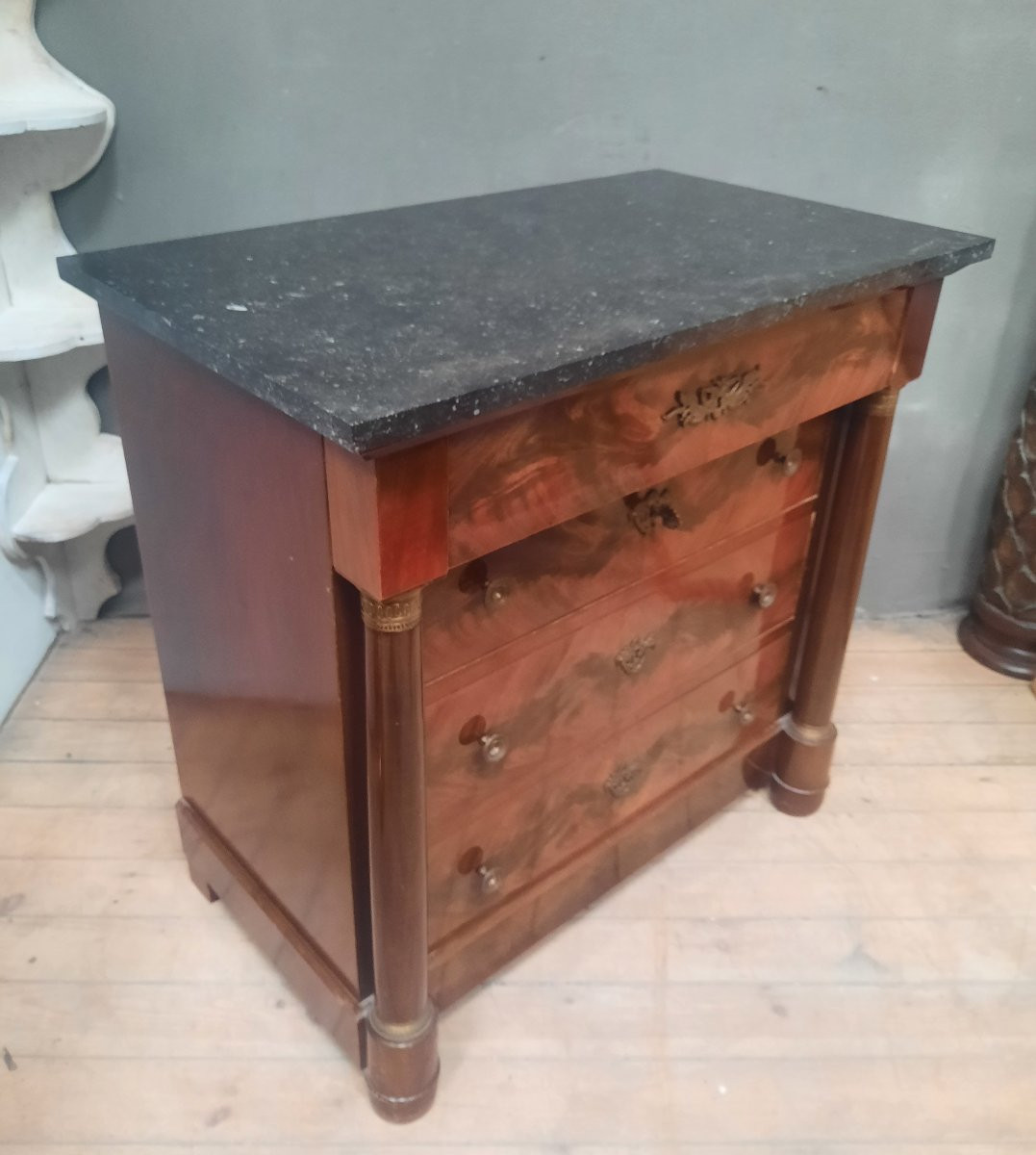 Empire Style Mahogany Column Chest Of Drawers -photo-5
