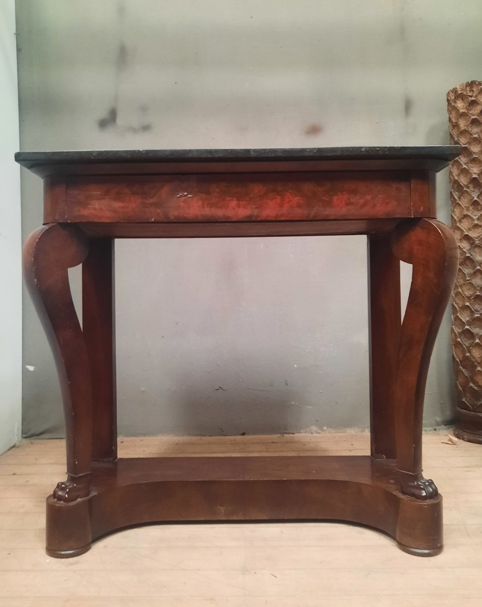 Console en acajou et marbre  du dix-neuvieme -photo-2