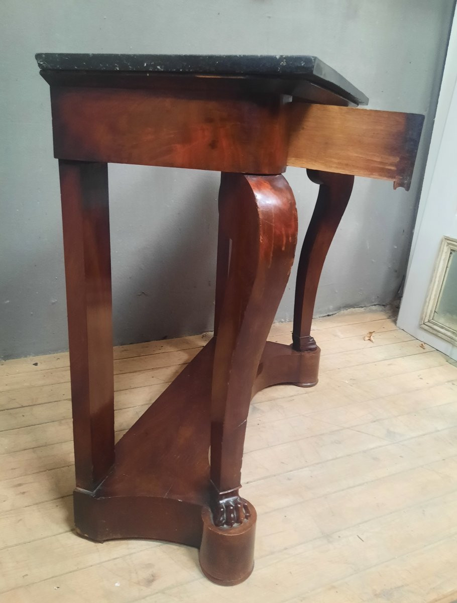 Console en acajou et marbre  du dix-neuvieme -photo-3