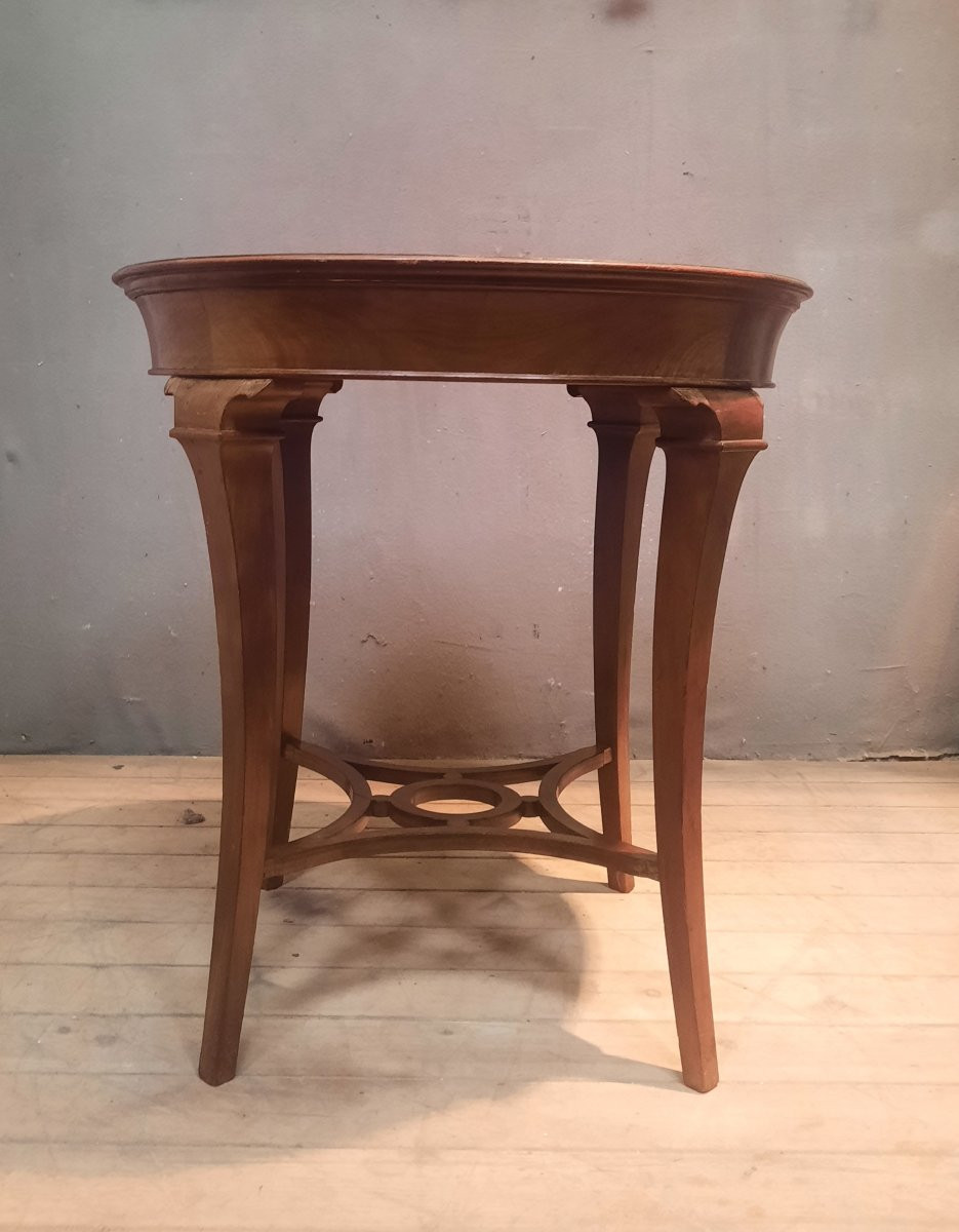 Round Pedestal Table In Veneer Wood-photo-3