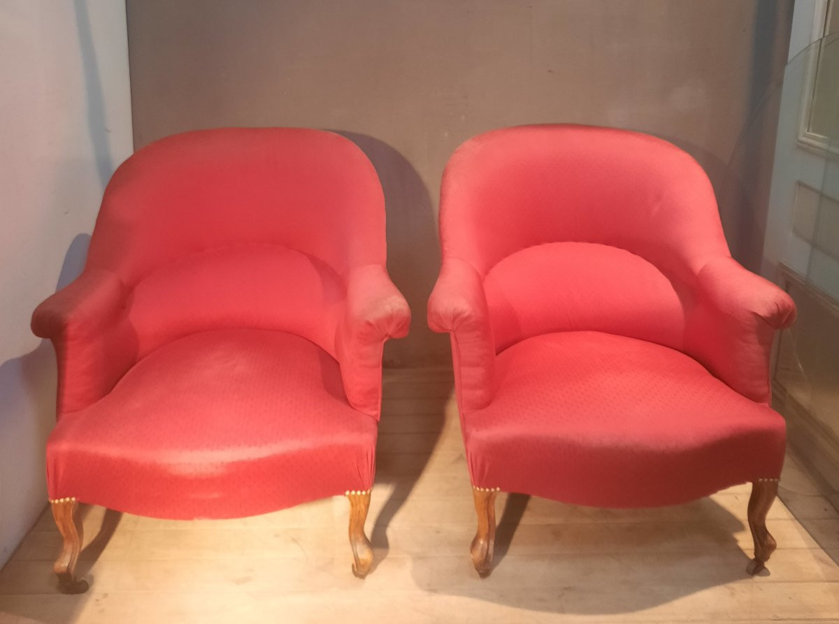 Paire de fauteuil crapaud  rouge-photo-2